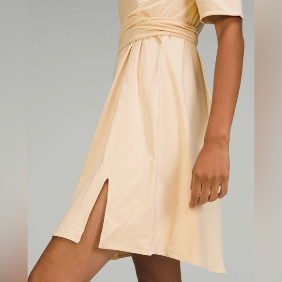 NWT Lululemon Cotton Wrap Front T-Shirt Dress Prosecco Size 4 - Picture 6 of 10
